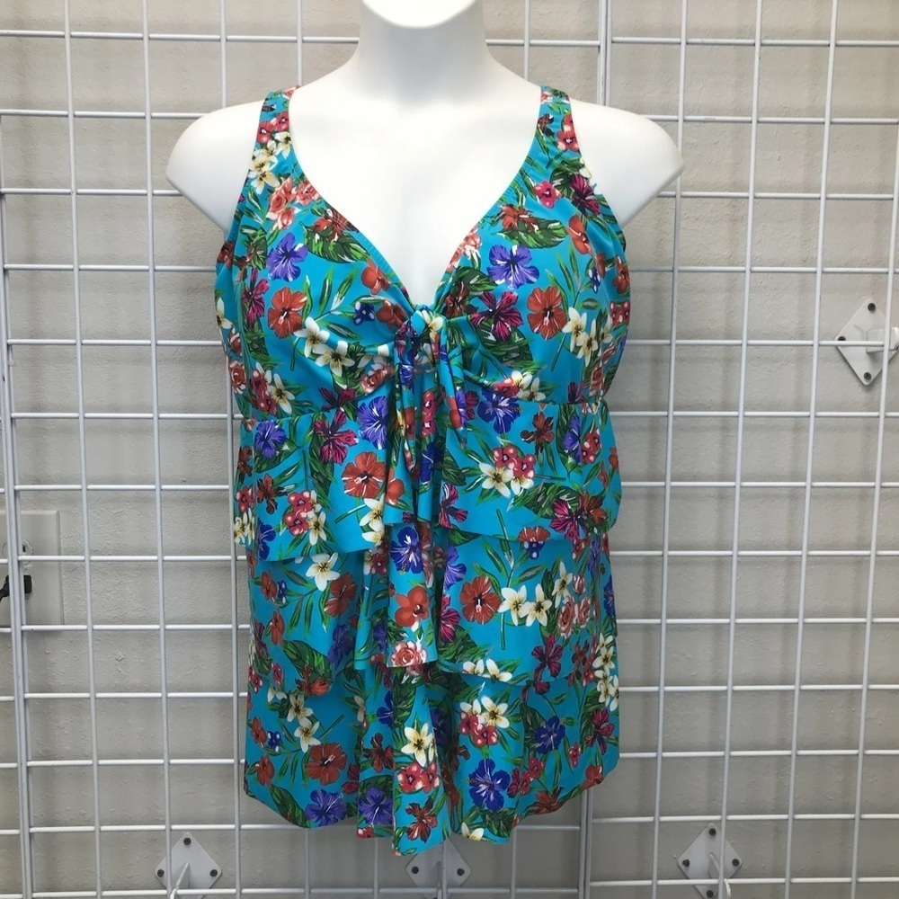 Avenue Floral Tiered Tankini Top - NEW - Size 28